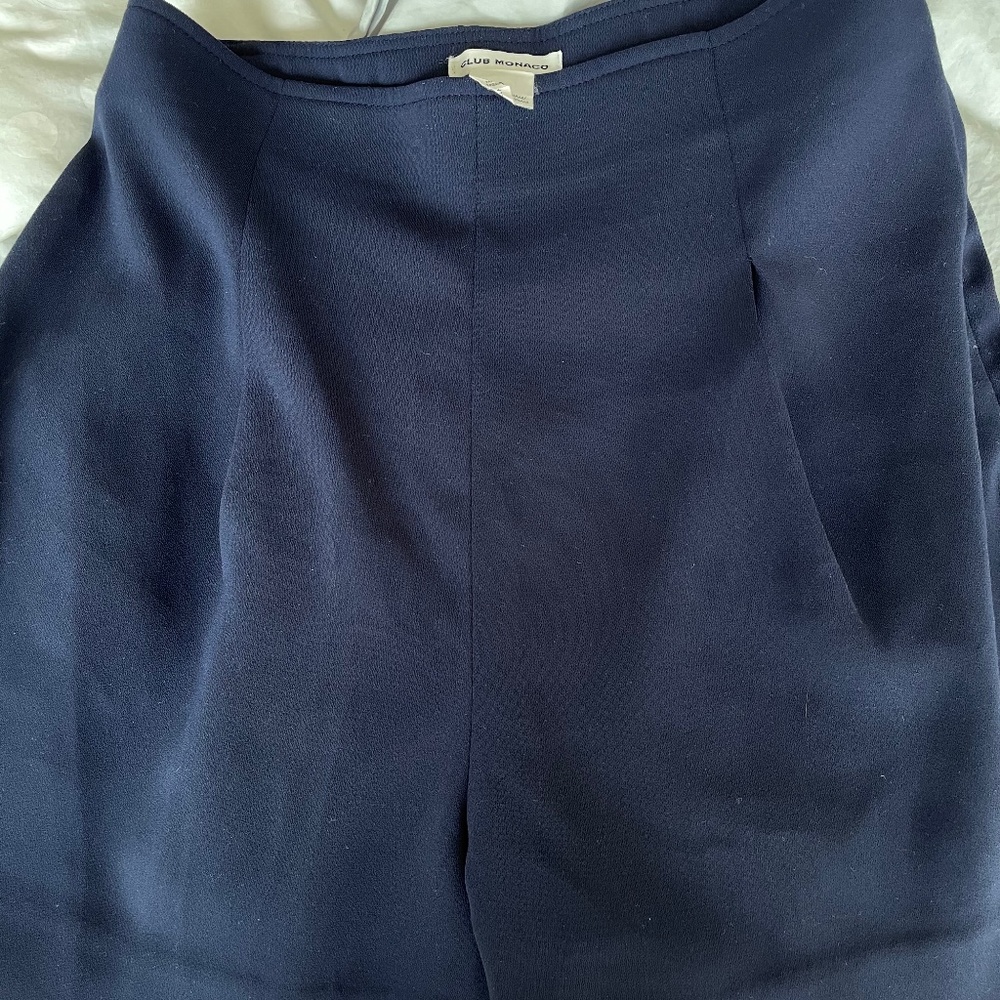 Club Monaco Navy Crepe High Waist Shorts Size 0